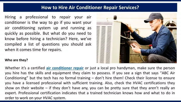 how to hire air conditioner repair services