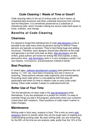 code cleaning waste of time or good code cleaning
