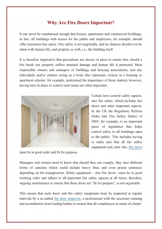 Why Are Fire Doors Important