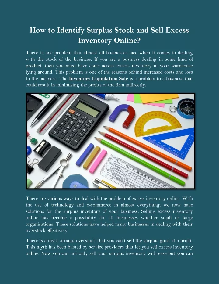 how to identify surplus stock and sell excess