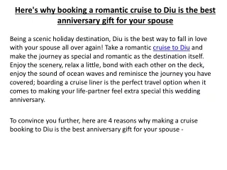 Heres why booking a romantic cruise to Diu is the best anniversary gift for your spouse