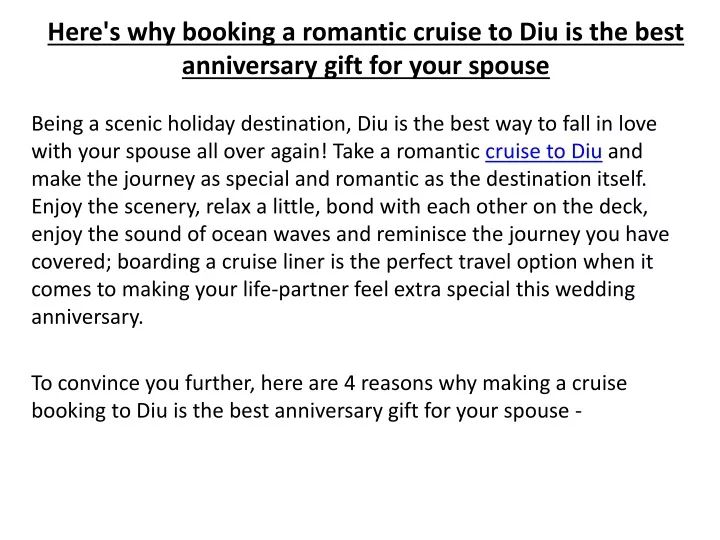 here s why booking a romantic cruise to diu is the best anniversary gift for your spouse