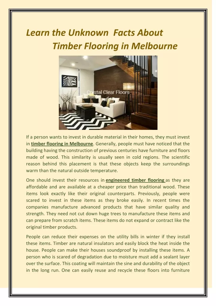 learn the unknown facts about timber flooring
