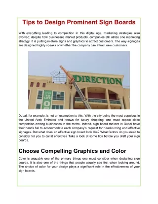 Tips to Design Prominent Sign Boards