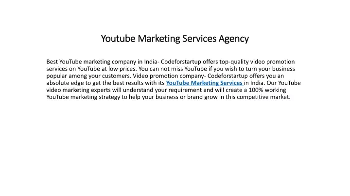 youtube marketing services agency