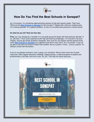 how do you find the best schools in sonepat
