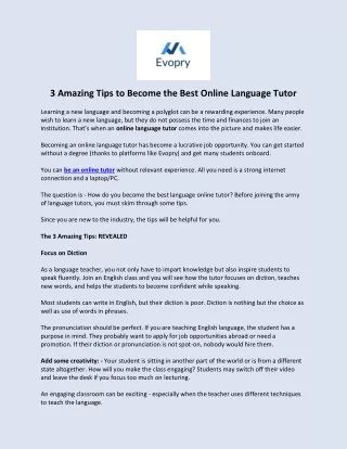 Teach Language Online with Evopry