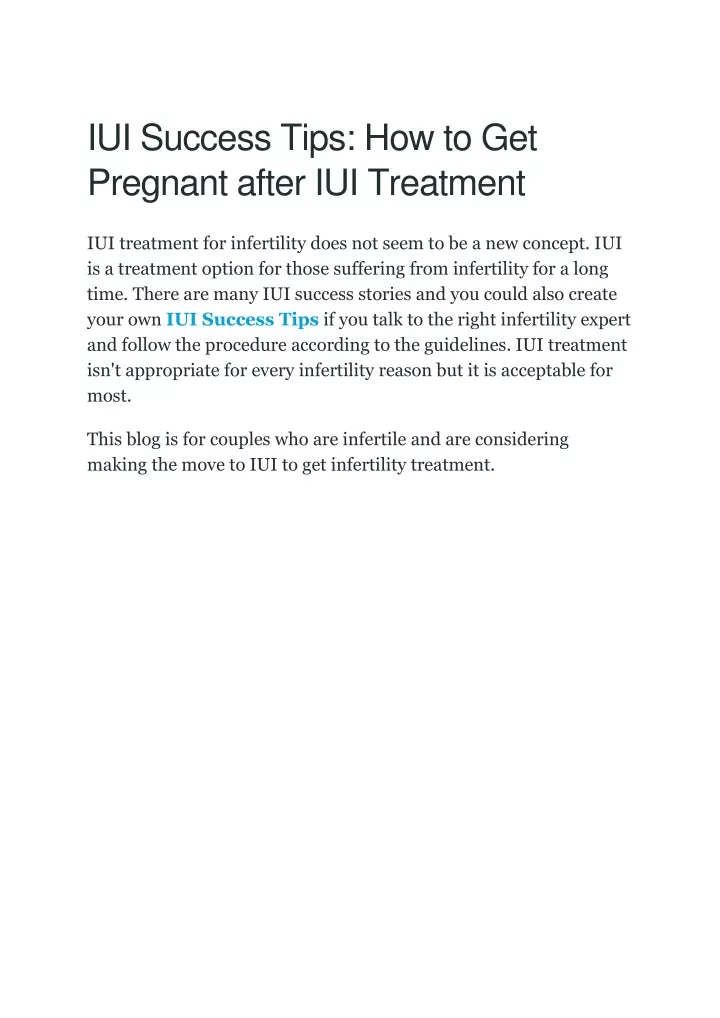 iui success tips how to get pregnant after