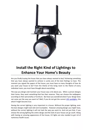 Install the Right Kind of Lightings to Enhance Your Home’s Beauty