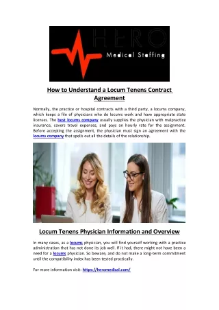how to understand a locum tenens contract