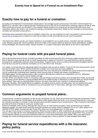 How to Spend for a Funeral Service on a Time Payment Plan