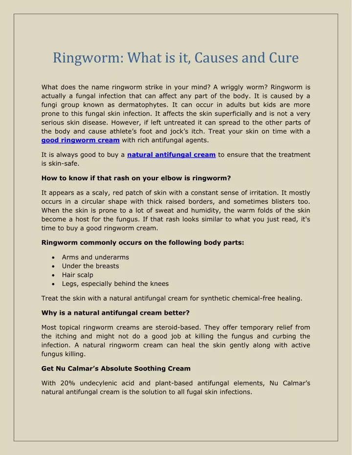 ringworm what is it causes and cure