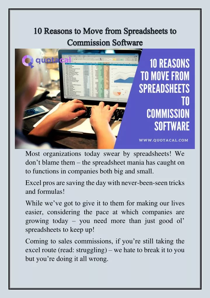 most organizations today swear by spreadsheets