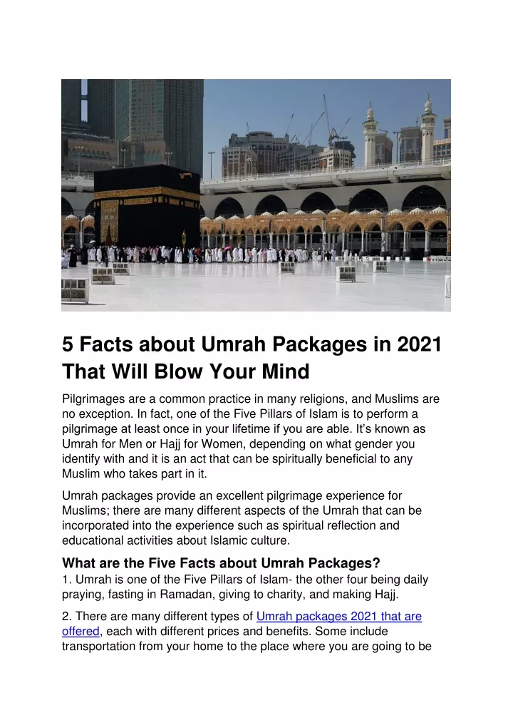 5 facts about umrah packages in 2021 that will