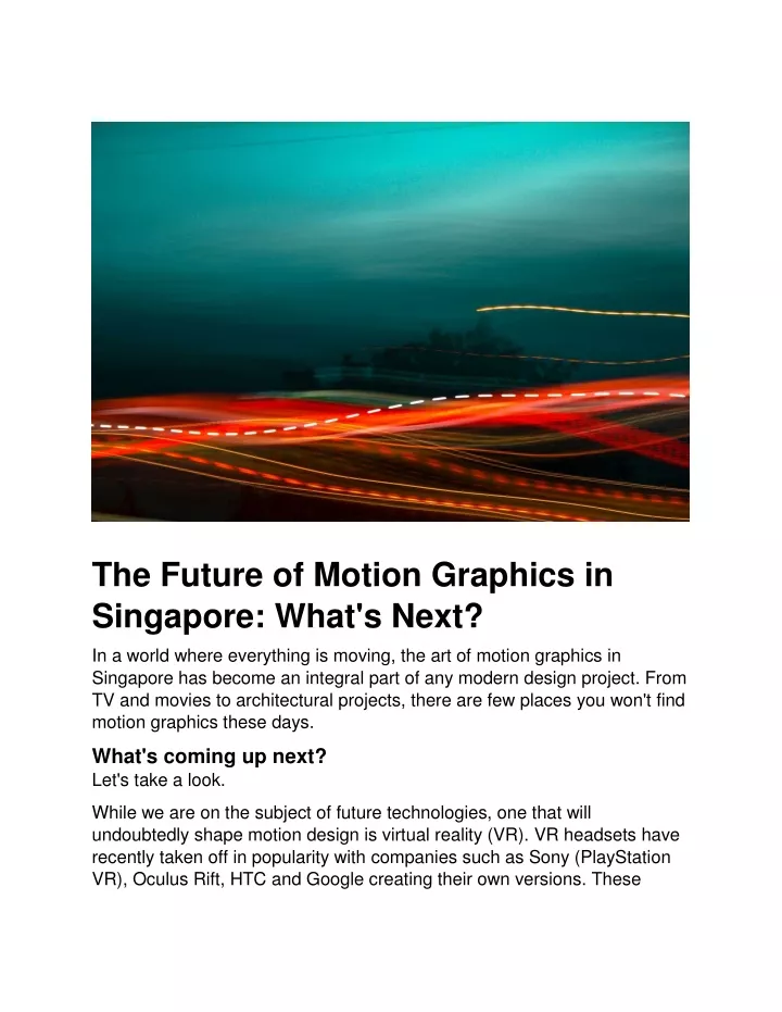 the future of motion graphics in singapore what