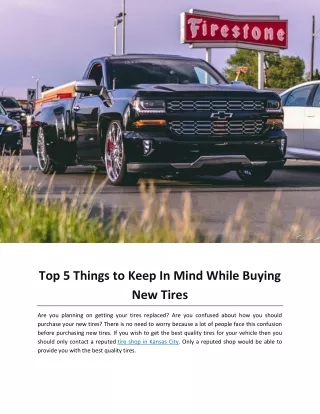 Top 5 Things to Keep In Mind While Buying New Tires
