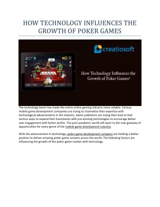 HOW TECHNOLOGY INFLUENCES THE GROWTH OF POKER GAMES