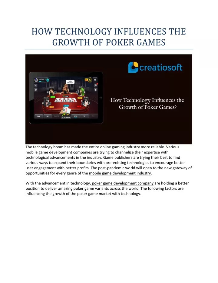 how technology influences the growth of poker