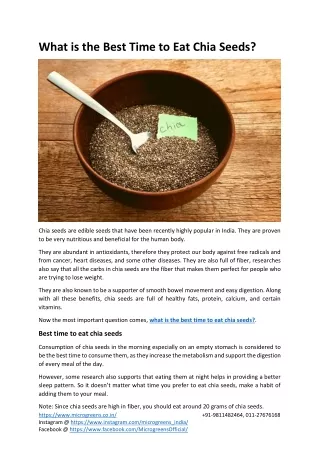 What is the Best Time to Eat Chia Seeds- Shop for Chia Seeds Online- Microgreens