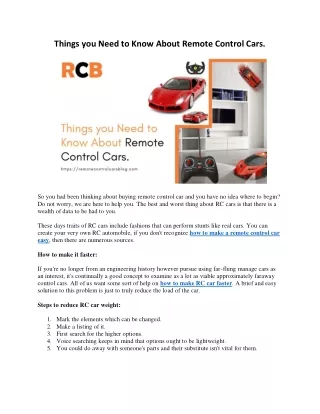 Things you need to know about remote control cars.