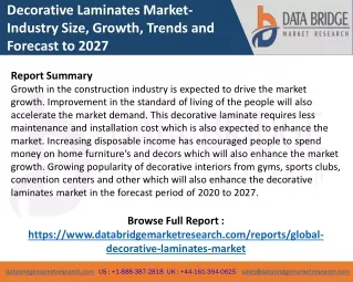 Decorative Laminates Market : Analysis by Product Types, Application, Region