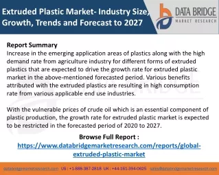 Extruded Plastic Market : Executive Summary and Analysis By Top Players, Product