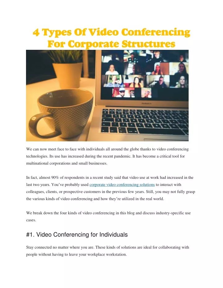 4 types of video conferencing for corporate