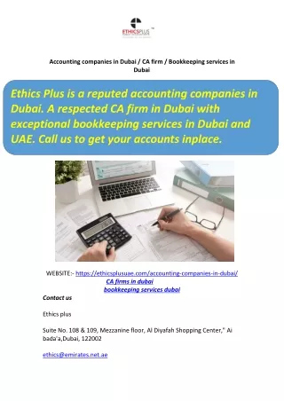 Accounting companies in Dubai / CA firm / Bookkeeping services in Dubai