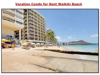 Vacation Condo for Rent Waikiki Beach