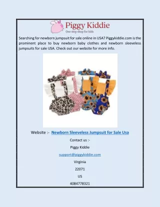 Newborn Sleeveless Jumpsuit for Sale USA | Piggykiddie.com