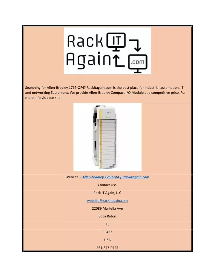 searching for allen bradley 1769 of4 rackitagain