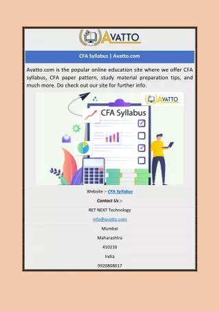 CFA Syllabus | Avatto.com