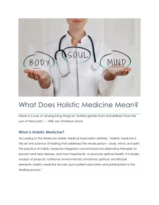 What Does Holistic Medicine Mean