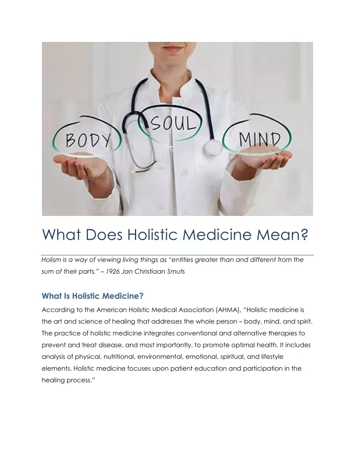 what does holistic medicine mean