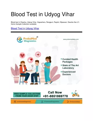 Blood Test in Udyog Vihar