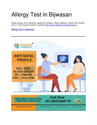 Allergy Test in Bijwasan