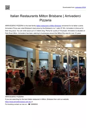 Italian Restaurants Milton Brisbane | Arrivederci Pizzeria