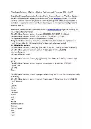 fieldbus gateway market global outlook