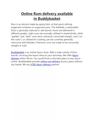 online rum delivery available in buddybasket