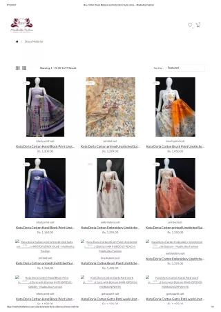 Buy Cotton Dress Material and Kota Doria Suits online