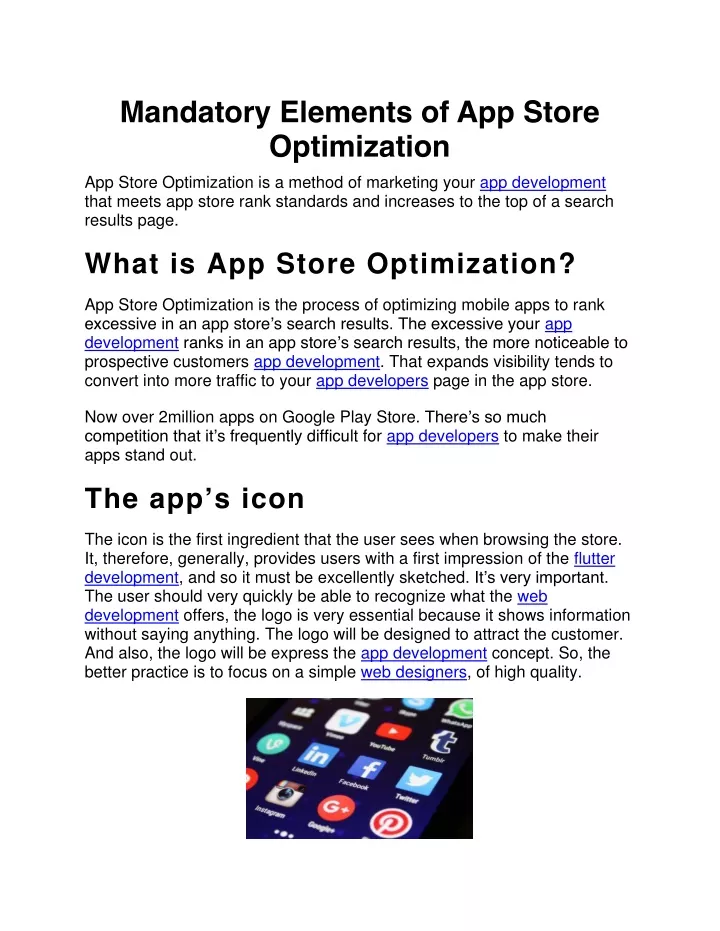 mandatory elements of app store optimization