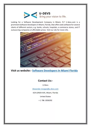 Software Developers in Miami Florida | U-devs.com