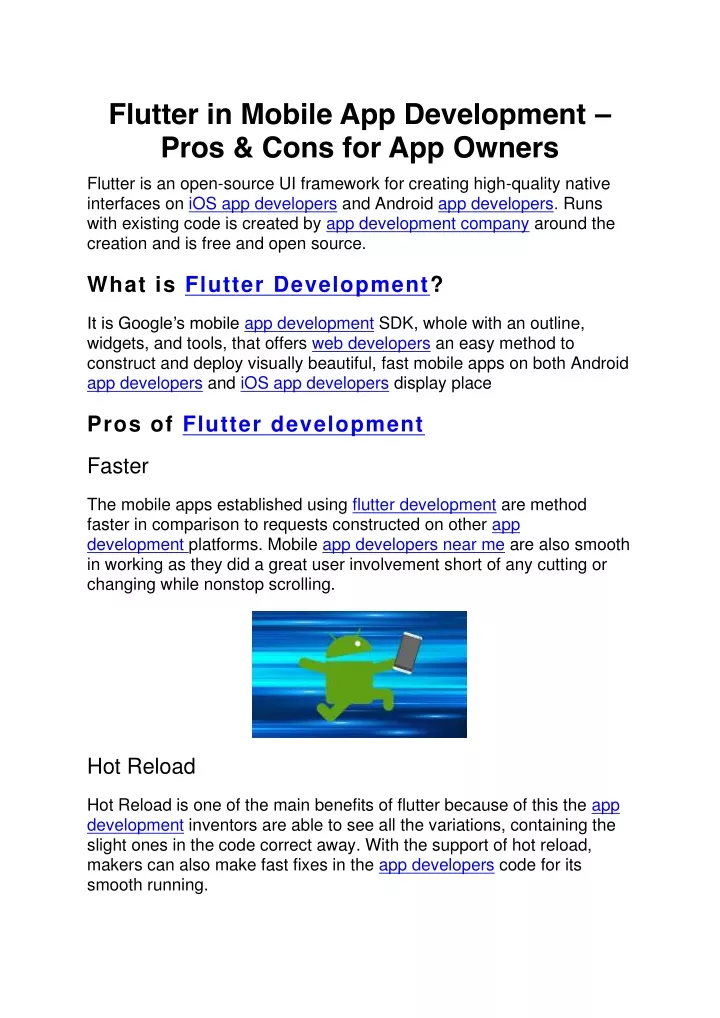 flutter in mobile app development pros cons