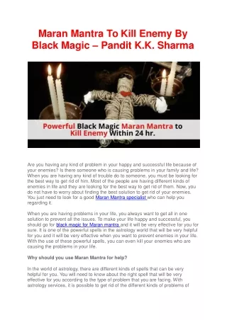 maran mantra to kill enemy by black magic pandit k k sharma