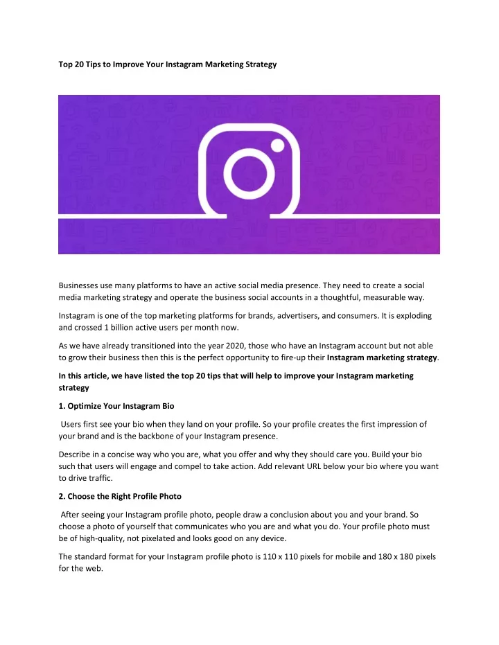 top 20 tips to improve your instagram marketing