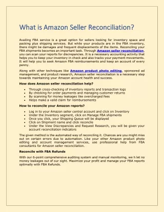 what is amazon seller reconciliation what