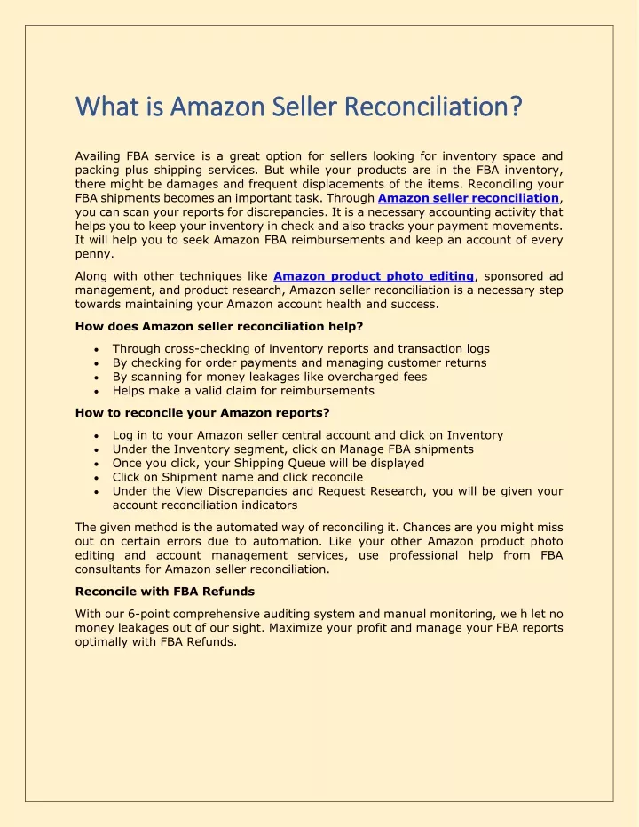 what is amazon seller reconciliation what