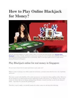 how to play online blackjack for money