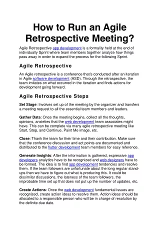 how to run an agile retrospective meeting
