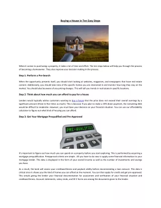 Buying a House in Ten Easy Steps